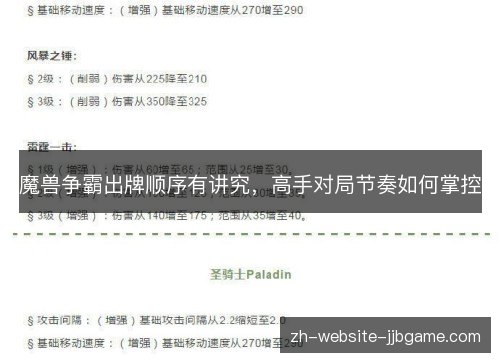 魔兽争霸出牌顺序有讲究，高手对局节奏如何掌控
